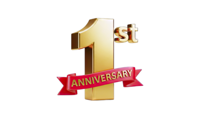 Golden 1st Anniversary Celebration on White Background