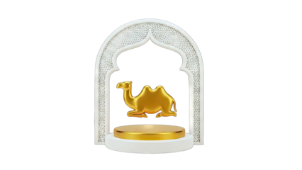 Golden Camel on Podium in Decorative Archway