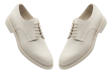 Matte ivory derby shoes featuring a sleek design and subtle lace eyelets.
