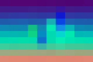 Fotobehang Zeegroen Pixelated abstract landscape gradient background featuring vibrant blues, greens, and warm earth tones, forming a dynamic digital color spectrum mosaic.  © JPG & PNG Collection
