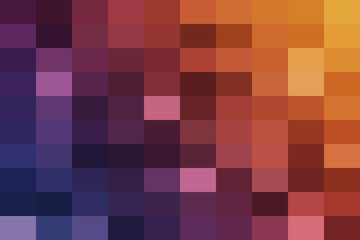 Obraz premium Abstract digital pixel gradient background with a vibrant blend of purple, pink, red, and orange squares creating a modern mosaic pattern