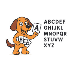 Happy cartoon dog teaching alphabet letters A&ndash;Z