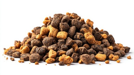 Obraz premium Dry rodent feed photographed isolated on a bright white background. 