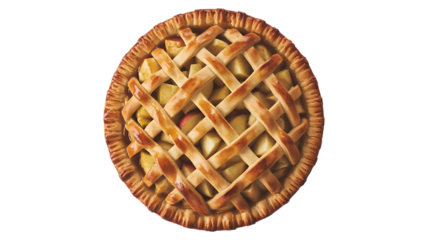 Traditional Apple Pie Top View image Isolated on transparent background