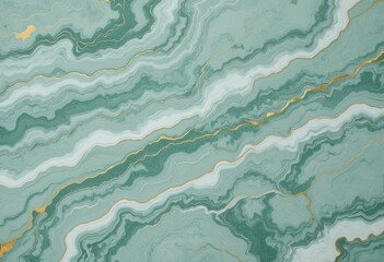 Swirling green patterns with gold accents in abstract design on flat surface Generative AI