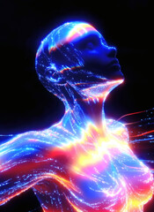 abstract blue background with glowing lines