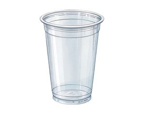 Clear plastic cup isolated on white background