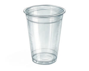 Clear plastic cup isolated on white background
