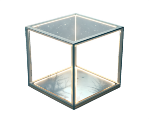 Geometric metal cube frame isolated on white background