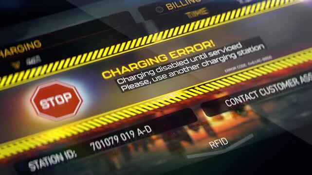 Electric vehicle screen showing charging error and disabled charging alert