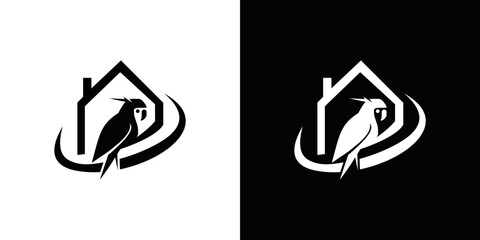 simple bird and house logo vector