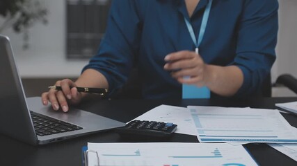 Accounting company provide finance and taxation planning for profitable cash flow, Auditor and accountant team working in office, analyze financial data and accounting record with calculator.Insight