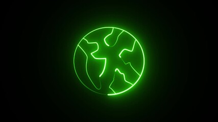 an earth globe neon sign or a similar LED neon art. Global internet or network connectivity symbols - Powered by Adobe