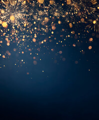 Blue and gold Abstract background and bokeh on New Year's Eve. AI generativ.