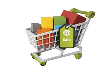 A 3d metal shopping cart trolley