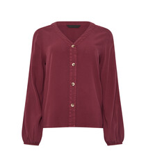 Blank long sleeve cardigan mockup front view, red color women's Sweater isolated on transparent background, stylish sweatshirt with button.