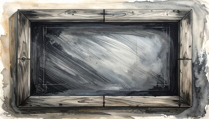 Wooden frame illustration with watercolor background