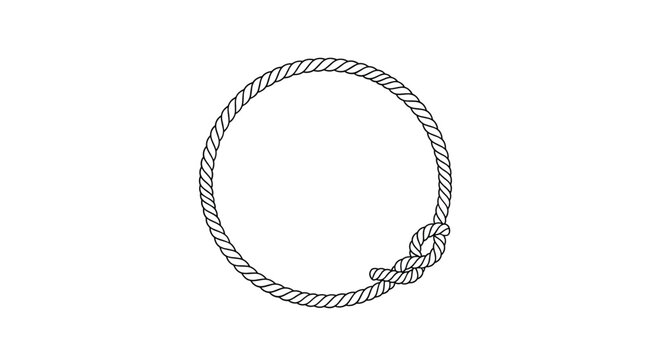 Circular frame made of a thick rope with a nautical knot at the bottom, perfect for maritime, sailing, or nautical design projects.