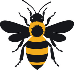 Vector art of a graphic vector illustration of a bee with yellow and black stripes, isolated on white background