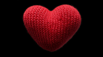 Knitted red heart.
