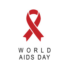 World AIDS Day vector logo. Red awareness ribbon icon with clean typography