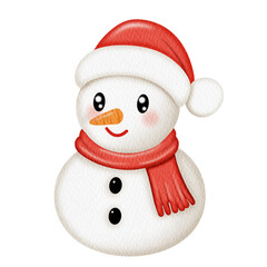 Watercolor Cute christmas snowman.