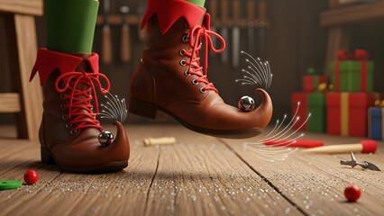 santa claus boots and christmas gifts