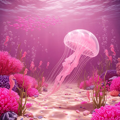 A calm outdoor scene showing green fields under a bright blue sky with soft clouds