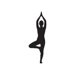 Fototapeta premium Yoga Pose silhouette icon vector flat design