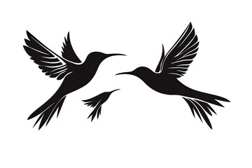 Fototapeta premium Hummingbird Silhouette in Flight: Elegant hummingbird silhouettes soar gracefully against the sky, their wings outstretched, illustrating the magic of nature. 