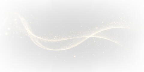 Flowing golden light on a transparent background with smooth curves and sparkles creating a bright design