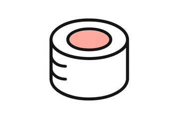 Sushi roll maki illustration, traditional japanese cuisine, food icon, asian restaurant menu graphic element