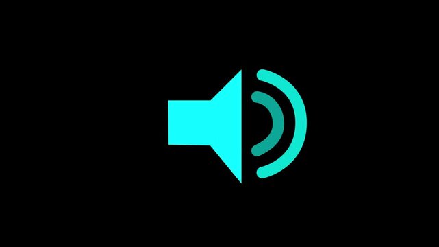 Speaker icon animated on, speaker volume animation, microphone, sound voice speaker icon animated optimized for audio UI and sound visualization