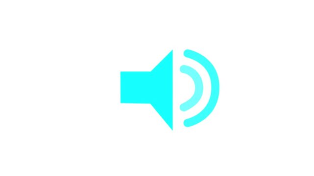 Speaker icon animated on, speaker volume animation, microphone, sound voice speaker icon animated optimized for audio UI and sound visualization