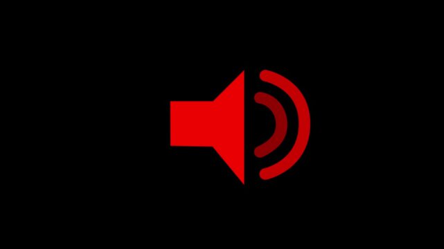 Speaker icon animated on, speaker volume animation, microphone, sound voice speaker icon animated optimized for audio UI and sound visualization