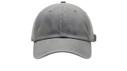Fototapeta premium Plain Gray Baseball Cap, Front View, Isolated on White Background