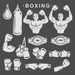 Boxing icon set. Collection element boxing. Vector