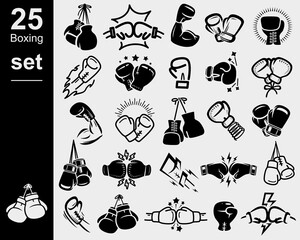 Boxing icon set. Collection element boxing. Vector