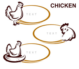 Chicken labels and icon set. Collection icons chicken. Vector