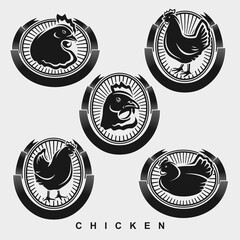 Chicken labels and icon set. Collection icons chicken. Vector