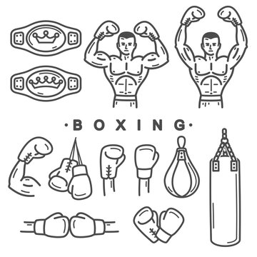 Boxing icon set. Collection element boxing. Vector