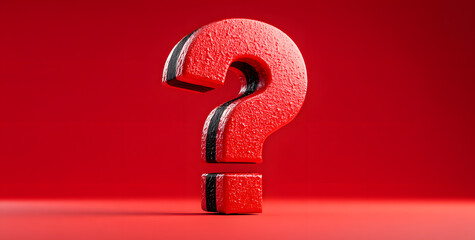 3D question mark on solid red background design