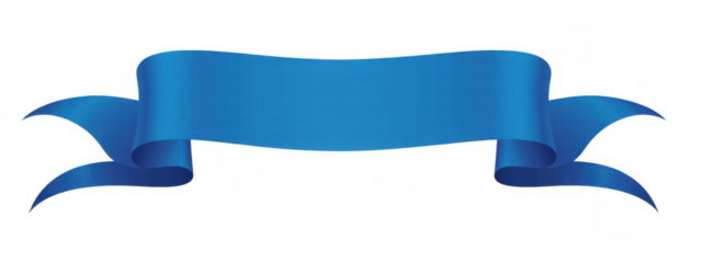 Blue ribbon banner with curled ends isolated isolated on a transparent background