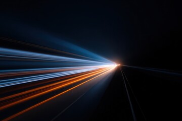 Dynamic light trails on highway at night capturing speed and motion