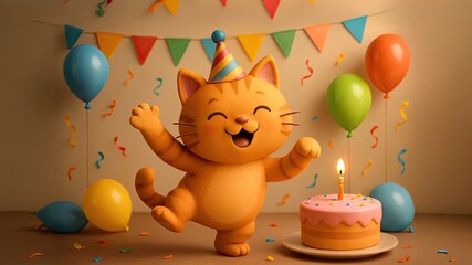 Kitty Kat Dancing in a Room at her Party