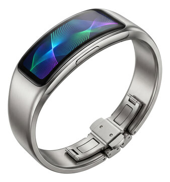 Adjustable bracelet featuring an integrated OLED screen for vibrant visuals.