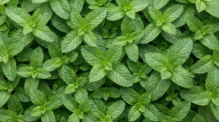 Fresh Mint Leaves Pattern Top View