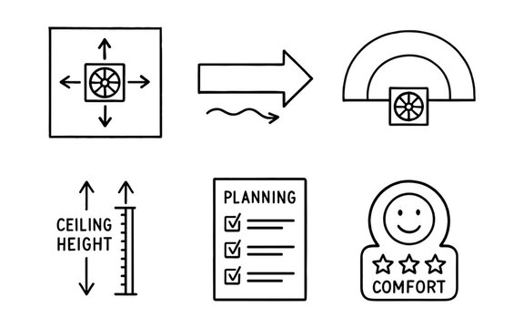 Airflow and comfort symbols for hvac planning and ceiling management