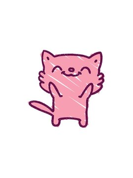 pressure popping animation of Cat Chalk Drawing illustration