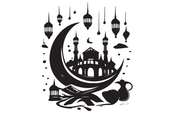 Hand drawn ramadan kareem illustration